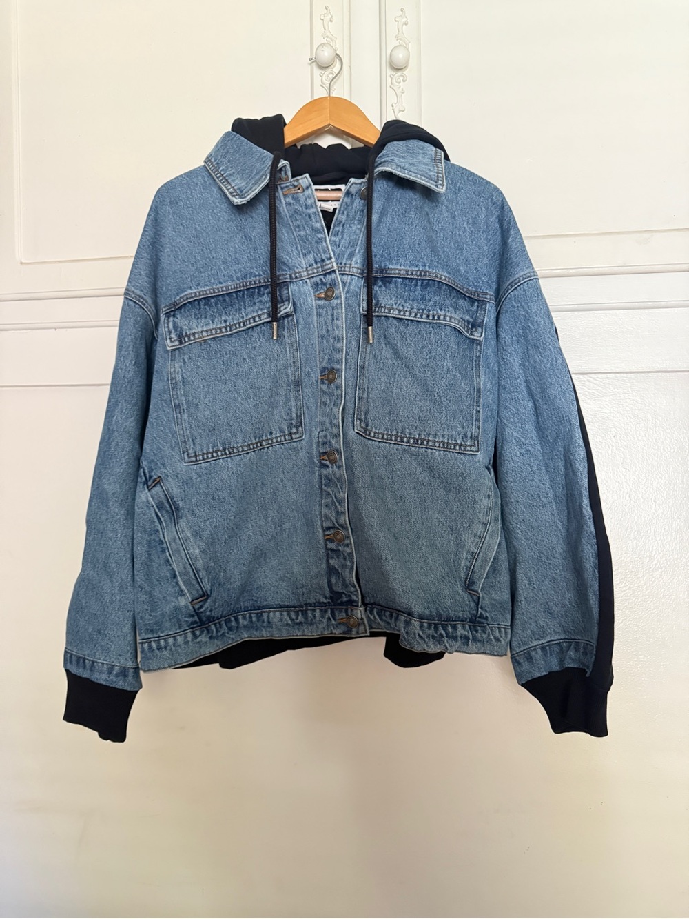 KBB BY KAHLANA Denim Jacket with Black Hoodie Detail